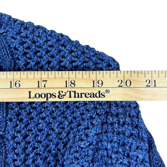 Vintage Blue Willi’s Denmark Cardigan S | Indigo Cotton 90s Fisherman Cable Knit - Picture 12 of 16